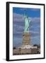 Statue Of Liberty with city in the background, Manhattan, New York City, New York State, USA-null-Framed Photographic Print