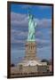 Statue Of Liberty with city in the background, Manhattan, New York City, New York State, USA-null-Framed Photographic Print