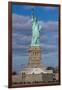 Statue Of Liberty with city in the background, Manhattan, New York City, New York State, USA-null-Framed Photographic Print