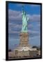 Statue Of Liberty with city in the background, Manhattan, New York City, New York State, USA-null-Framed Photographic Print