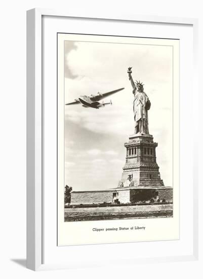 Statue of Liberty with Clipper, New York City-null-Framed Art Print