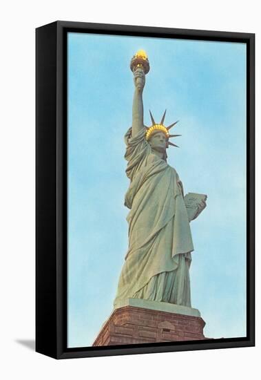 Statue of Liberty with Lights, New York City-null-Framed Stretched Canvas
