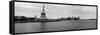 Statue of Liberty with Manhattan Skyline in the Background, Ellis Island, New Jersey-null-Framed Stretched Canvas