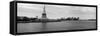 Statue of Liberty with Manhattan Skyline in the Background, Ellis Island, New Jersey-null-Framed Stretched Canvas