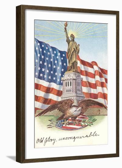 Statue of Liberty with Patriotic Motifs-null-Framed Art Print