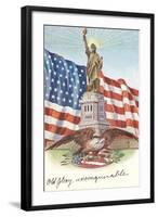 Statue of Liberty with Patriotic Motifs-null-Framed Art Print