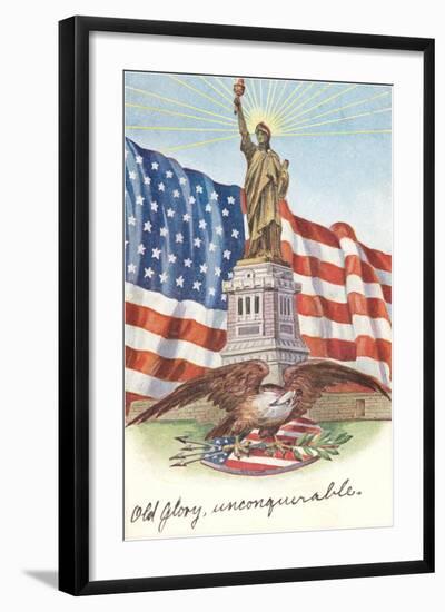 Statue of Liberty with Patriotic Motifs-null-Framed Art Print