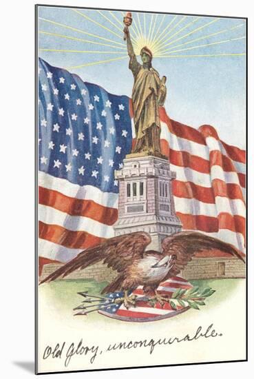 Statue of Liberty with Patriotic Motifs-null-Mounted Art Print