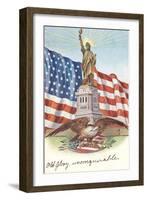 Statue of Liberty with Patriotic Motifs-null-Framed Art Print