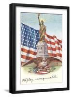 Statue of Liberty with Patriotic Motifs-null-Framed Art Print