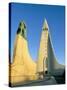 Statue of Liefer Eriksson and Hallgrimskikja Church, Reykjavik, Iceland, Polar Regions-Simon Harris-Stretched Canvas