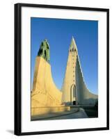 Statue of Liefer Eriksson and Hallgrimskikja Church, Reykjavik, Iceland, Polar Regions-Simon Harris-Framed Photographic Print