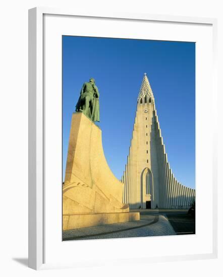 Statue of Liefer Eriksson and Hallgrimskikja Church, Reykjavik, Iceland, Polar Regions-Simon Harris-Framed Photographic Print