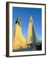 Statue of Liefer Eriksson and Hallgrimskikja Church, Reykjavik, Iceland, Polar Regions-Simon Harris-Framed Photographic Print