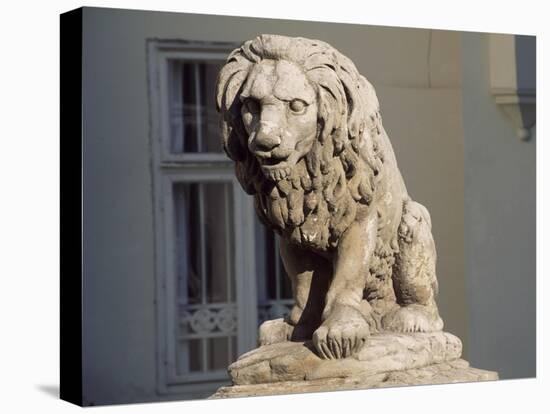 Statue of Lion at Brunswick Castle, Martonvasar, Hungary-null-Stretched Canvas