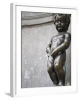 Statue of Manneken Pis Fountain, Brussels, Belgium, Europe-Martin Child-Framed Photographic Print