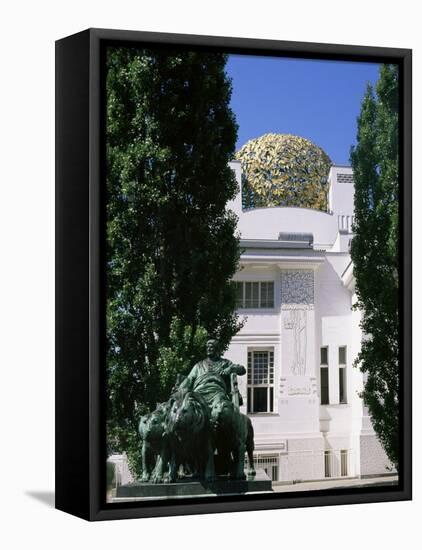 Statue of Mark Anthony and Secession Building, Vienna, Austria-Jean Brooks-Framed Stretched Canvas