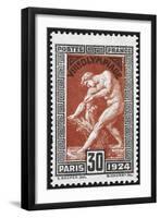 Statue Of Milan De Crotone. France 1924 Olympic Games 30 Centimes, Unused-null-Framed Giclee Print