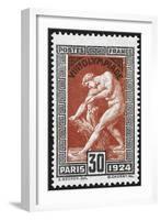 Statue Of Milan De Crotone. France 1924 Olympic Games 30 Centimes, Unused-null-Framed Giclee Print