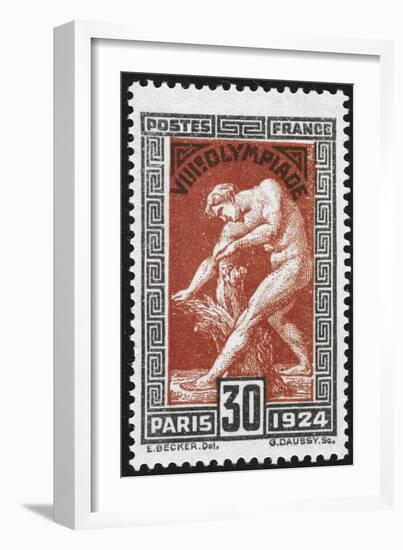 Statue Of Milan De Crotone. France 1924 Olympic Games 30 Centimes, Unused-null-Framed Giclee Print