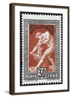 Statue Of Milan De Crotone. France 1924 Olympic Games 30 Centimes, Unused-null-Framed Giclee Print