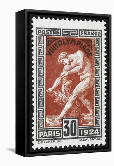 Statue Of Milan De Crotone. France 1924 Olympic Games 30 Centimes, Unused-null-Framed Stretched Canvas
