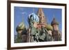 Statue of Minin and Pozharskiy and the Onion Domes of St. Basil's Cathedral in Red Square-Martin Child-Framed Photographic Print