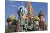 Statue of Minin and Pozharskiy and the Onion Domes of St. Basil's Cathedral in Red Square-Martin Child-Mounted Photographic Print