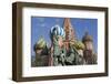 Statue of Minin and Pozharskiy and the Onion Domes of St. Basil's Cathedral in Red Square-Martin Child-Framed Photographic Print