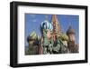 Statue of Minin and Pozharskiy and the Onion Domes of St. Basil's Cathedral in Red Square-Martin Child-Framed Photographic Print