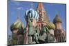 Statue of Minin and Pozharskiy and the Onion Domes of St. Basil's Cathedral in Red Square-Martin Child-Mounted Photographic Print