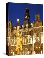 Statue of Morn and Old Post Office in City Square at Dusk, Leeds, West Yorkshire, Yorkshire, Englan-Mark Sunderland-Stretched Canvas