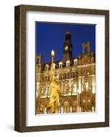 Statue of Morn and Old Post Office in City Square at Dusk, Leeds, West Yorkshire, Yorkshire, Englan-Mark Sunderland-Framed Photographic Print