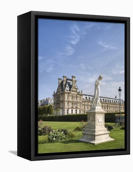 Statue of Nymphe and Louvre Museum, Paris-Raimund Koch-Framed Stretched Canvas