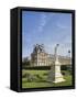 Statue of Nymphe and Louvre Museum, Paris-Raimund Koch-Framed Stretched Canvas