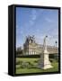 Statue of Nymphe and Louvre Museum, Paris-Raimund Koch-Framed Stretched Canvas