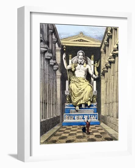 Statue of Olympian Zeus by Pheidias, from a Series of the "Seven Wonders of the Ancient World"-Ferdinand Knab-Framed Giclee Print