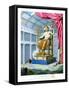 Statue of Olympian Zeus on His Throne Inside His Temple at Olympus, 1814-null-Framed Stretched Canvas