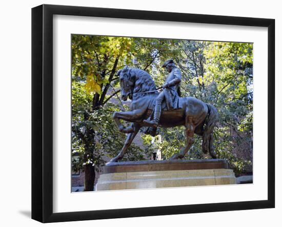 Statue of Paul Revere Near Old North Church, Boston, Massachusetts, USA-Fraser Hall-Framed Photographic Print