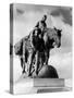 Statue of Pioneer Woman Holding Baby on Horse Led by Husband in Penn Valley Park Kansas City-null-Stretched Canvas