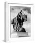 Statue of Pioneer Woman Holding Baby on Horse Led by Husband in Penn Valley Park Kansas City-null-Framed Photographic Print