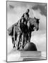 Statue of Pioneer Woman Holding Baby on Horse Led by Husband in Penn Valley Park Kansas City-null-Mounted Photographic Print