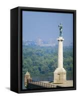 Statue of Pobednik, Kalemegdan, Belgrade, Serbia-Russell Young-Framed Stretched Canvas