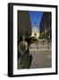 Statue of Policeman with St. Stephen's Basilica, Budapest, Hungary, Europe-Neil Farrin-Framed Photographic Print