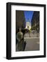 Statue of Policeman with St. Stephen's Basilica, Budapest, Hungary, Europe-Neil Farrin-Framed Photographic Print
