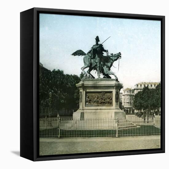 Statue of Prince Ferdinand of Savoy (1822-1855), Duke of Genoa, Turin, Solferino Square, Circa 1890-Leon, Levy et Fils-Framed Stretched Canvas