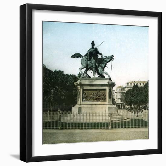 Statue of Prince Ferdinand of Savoy (1822-1855), Duke of Genoa, Turin, Solferino Square, Circa 1890-Leon, Levy et Fils-Framed Photographic Print