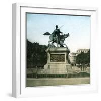 Statue of Prince Ferdinand of Savoy (1822-1855), Duke of Genoa, Turin, Solferino Square, Circa 1890-Leon, Levy et Fils-Framed Photographic Print