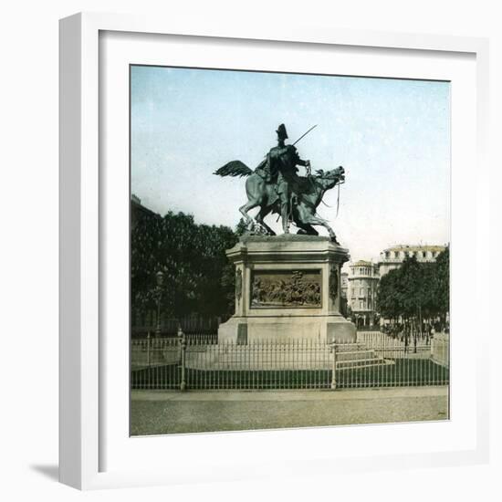 Statue of Prince Ferdinand of Savoy (1822-1855), Duke of Genoa, Turin, Solferino Square, Circa 1890-Leon, Levy et Fils-Framed Photographic Print