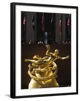 Statue of Prometheus in the Plaza of the Rockefeller Center, Manhattan, New York City, USA-Amanda Hall-Framed Photographic Print